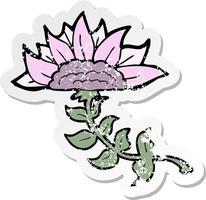 retro distressed sticker of a cartoon flower vector