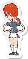 retro distressed sticker of a cartoon waitress