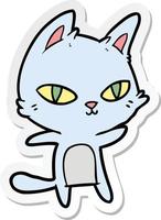 pegatina de un gato de dibujos animados mirando fijamente vector