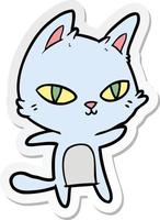 sticker of a cartoon cat staring vector
