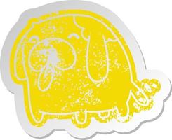 distressed old sticker kawaii of a cute dog vector