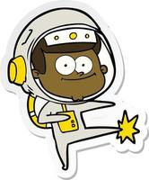 sticker of a happy astronaut cartoon vector