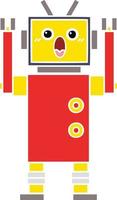 flat color retro cartoon robot vector