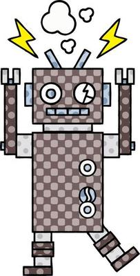 comic book style cartoon malfunctioning robot