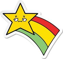 sticker of a cute cartoon shooting rainbow star vector