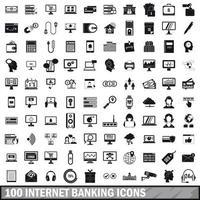 100 internet banking icons set, simple style vector