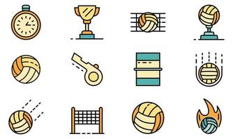 iconos de voleibol establecer vector plano