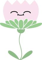 flat color retro cartoon flower vector