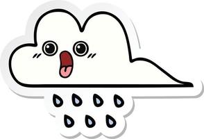 sticker of a cute cartoon rain cloud vector