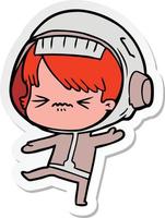 sticker of a angry cartoon space girl vector