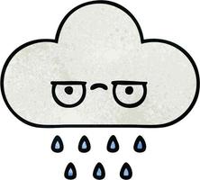 retro grunge texture cartoon rain cloud vector