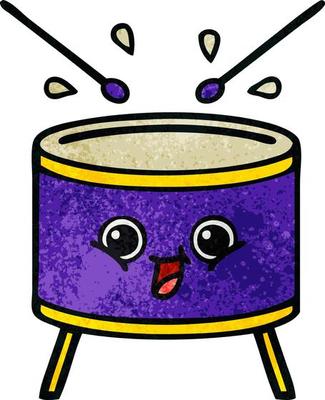 retro grunge texture cartoon drum