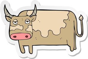 sticker of a cartoon cow vector