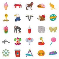 Zoo icons set, cartoon style vector
