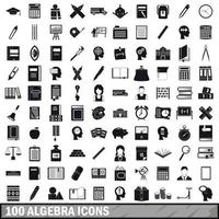100 algebra icons set, simple style vector
