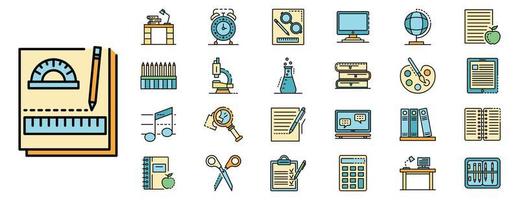 Homework icon set line color vector