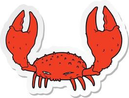 sticker of a cartoon crab vector