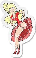 pegatina retro angustiada de una bailarina de flamenco de dibujos animados vector