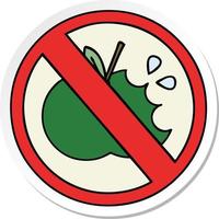 sticker of a cute cartoon no healthy food allowed sign vector