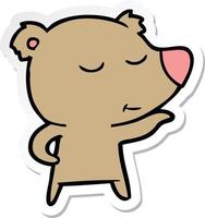 sticker of a happy cartoon bear vector