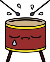 cute cartoon crying drum vector