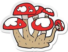 sticker of a cartoon mushrooms vector