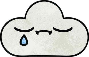 retro grunge texture cartoon sad cloud vector