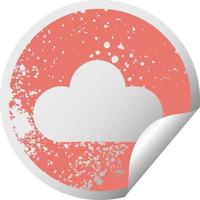 distressed circular peeling sticker symbol white cloud vector