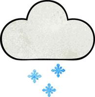 nube de nieve de dibujos animados de textura grunge retro vector