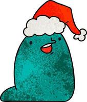 christmas textured cartoon of kawaii slug