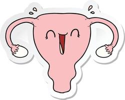 sticker of a cartoon happy uterus vector