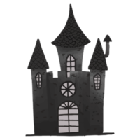 château silhouette aquarelle clipart, halloween peint à la main png