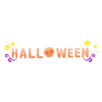 Halloween Text Watercolor Clipart, Hand painted png