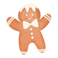 muñeca de galleta de acuarela, decoración navideña pintada a mano png