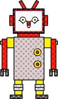 comic book style cartoon happy robot vector