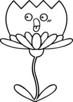 line drawing cartoon flower vector
