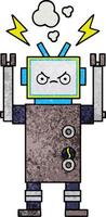 retro grunge texture cartoon robot vector