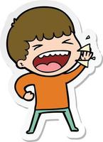 sticker of a cartoon laughing man vector