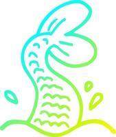 cold gradient line drawing cartoon mermaid tail vector