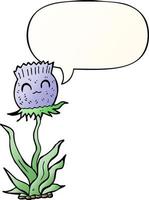 cartoon thistle and speech bubble in smooth gradient style vector