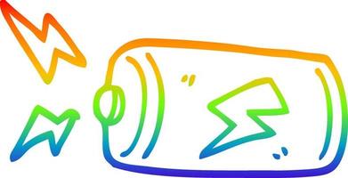 rainbow gradient line drawing cartoon battery vector