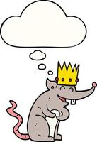 caricatura, rata, rey, reír, y, pensamiento, burbuja