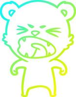 cold gradient line drawing angry cartoon bear vector