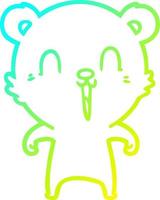 cold gradient line drawing happy cartoon bear vector