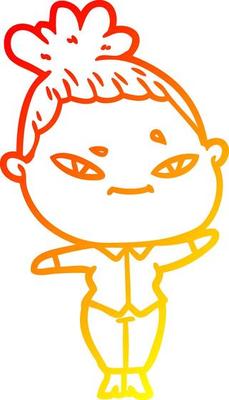warm gradient line drawing cartoon woman