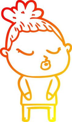 warm gradient line drawing cartoon calm woman