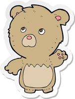 sticker of a cartoon teddy bear vector