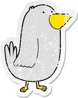 distressed sticker of a cartoon bird vector