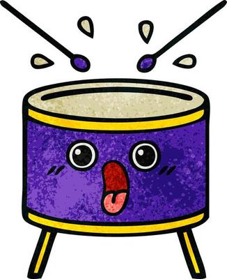 retro grunge texture cartoon drum
