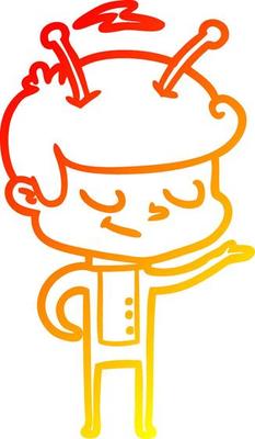 warm gradient line drawing friendly cartoon spaceman